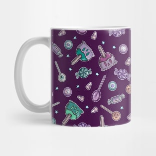 Halloween Trick or Treat Candy Collage on Purple Mug